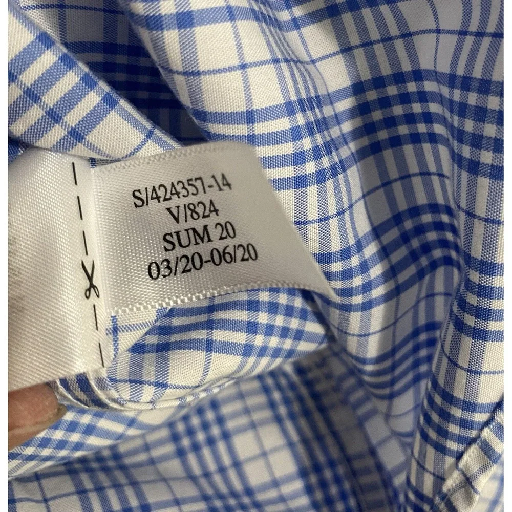 Banana Republic Button Up Dress Shirt Men's Long Sleeve Blue Checked Size M